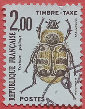 French Stamp / Timbre TAXE France Oblitere 2F INSECTES COLEOPTERES 1982 N° 107