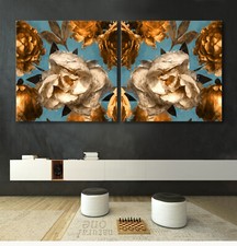 Fleur Abstrait Toile Bild-Set XXL Style Aquarelle Peinture Moderne Tableau Art