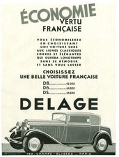 Publicité Ancienne  Voiture Delage  D8  D6  DS 1932 