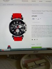 montre tissot t-race chronograph quartz cadran noir bracelet silicone rouge 43 m