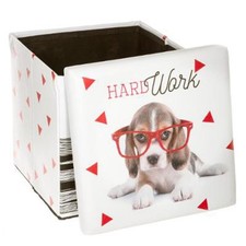 Pouf Coffre Pliable "Hard Work" 38cm Rouge