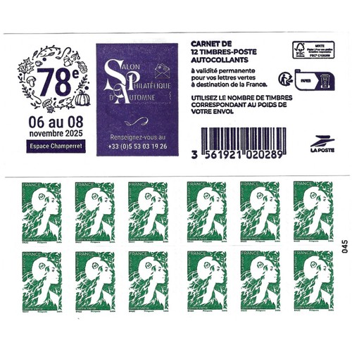 Carnet timbres marianne - de, 12