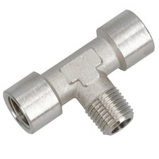 Raccord en té BSP 1/4" ligne air/hydraulique femelle-mâle-femelle FT090