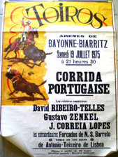 ANCIENNE AFFICHE DE CORRIDA PORTUGAISE BAYONNE BIARRITZ 1975