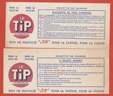 2 BUVARDS - LE TIP MARGARINE - RECETTES - 4 QUARTS PARISIEN - BLANQUETTE DEVEAU