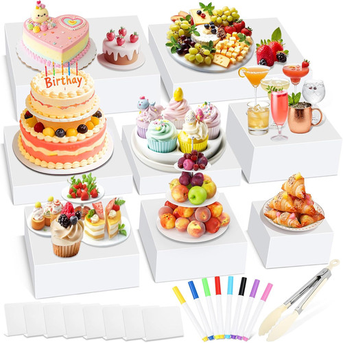 Pieces white buffet risers - 8,