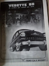 FORD Vedette + DELAHAYE DELAGE publicité papier FRANCE ILLUSTRATION AUTO 1950 co