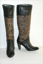 BOCAGE Bottes à talons Fourrure Rase Imprimé Léopard Cuir T 37 BE