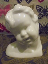 ANCIEN BUSTE D ENFANT EN GRES COUVERTE  BLANC D' APRES AUGUSTE CARLI  D12