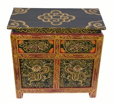Commode Garuda Meuble tibétain 2 tiroirs 2 portes fait main Tibet Nepal  25978