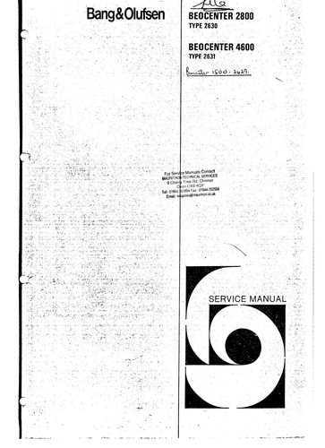 Service manual for - , bang