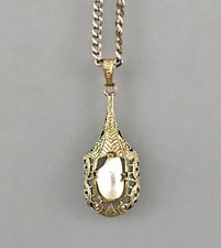 9325037 Style Ancien Pendentif Perle À Chaîne Vintage Art Nouveau L44cm
