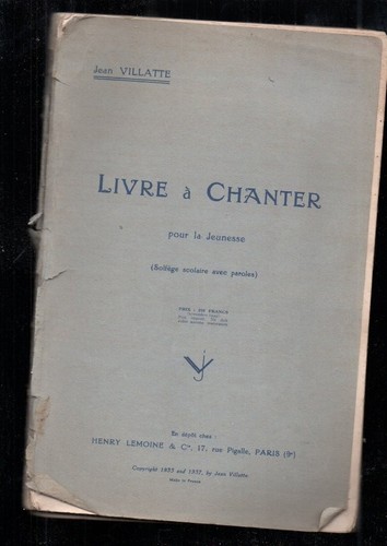 Livre chanter 1937 de - a,