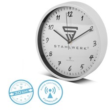 STAHLWERK Horloge murale 30 cm horloge d'atelier en aluminium horloge radiofréqu