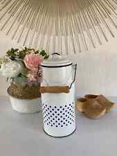 28 ⚜️ Ancien Pot à Lait en Tôle Émaillée Blanc 2 L Vintage Hauteur 29 Cm