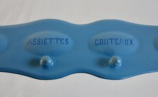 ACCROCHE TORCHON EMAILLE, porte torchon, main, couteau, verre, bleu, émaillé