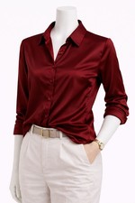 Chemise Femme Satiné Rouge