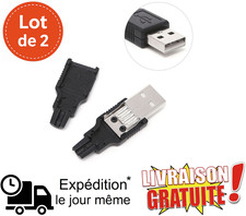 Lot 2 Connecteurs USB mâle à