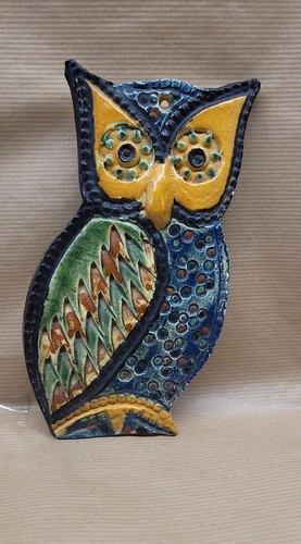 Plaque murale chouette poterie - murale,