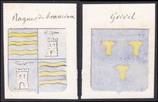 19E Siècle Raguet Brancion Grivel France Blason Aquarelle