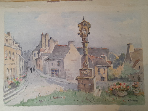 Aquarelle peinture chaumière - aquarelle,