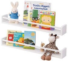 Lot de 2 étagères flottantes blanches en bois naturel massif de 80 cm pour ch...