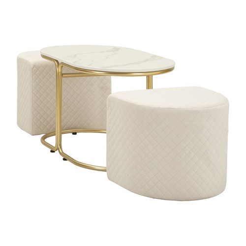Table basse avec poufs - basse, 2