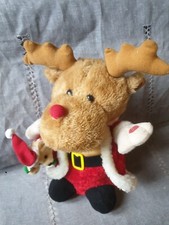 Peluche renne de noel et son ourson chantant Afibel 30 cm Jingle bells