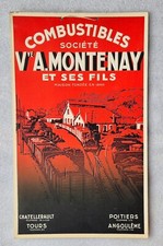 Carton publicitaire Combustibles MONTENAY à Tours, Poitiers, Angoulême 40x24cm