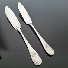 CHRISTOFLE RARE 2 Couteaux A Poisson 1900 Art Nouveau Métal Argenté FISH KNIVES