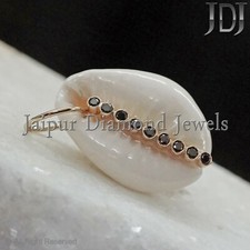 Solide 14k or Jaune Pendentif Diamant Noir Cauris Coque Unisexe Pendentif Bijoux