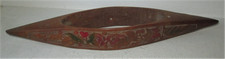 NAVETTE DE TISSERAND ANCIENNE EN BOIS SCULPTÉ DECOR FLORAL ORIENTAL §1 