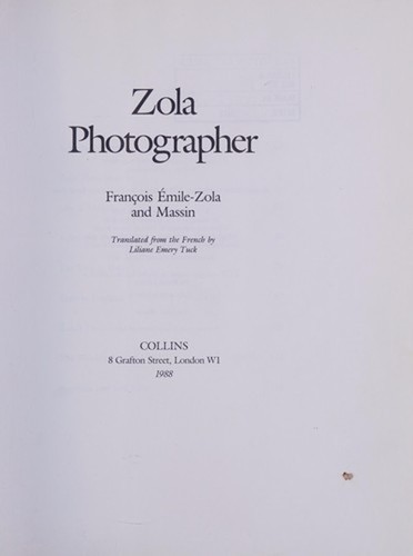 Zola photographe couverture - zola,