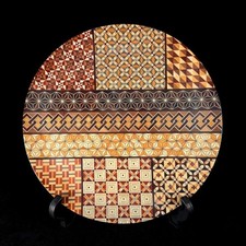 Plateau rond en bois de marqueterie Hakone Yosegi Φ28 cm/Φ11,0 pouces Yosegi ...