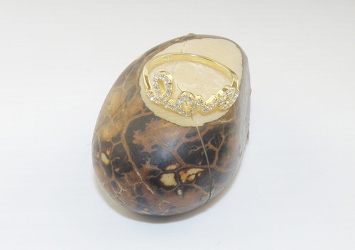Sterling silver ring love gold - silver,