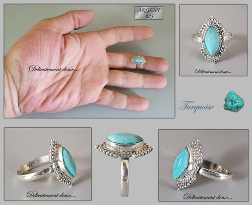 Bague argent 925 larimar - bague,