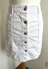 jupe T36 courte jeans 100% coton blanc boutonnée devant sur la longueur 854!