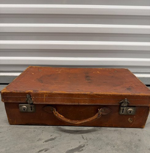 Vintage hard leather - leather, suitcase