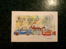 Traineau Pere Noel bien garé humour CORNETTE illustration carte postale postcard