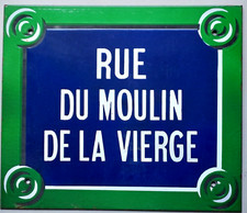 PLAQUE de rue parisienne EMAILLEE "Rue du Moulin de la Vierge " 14e Arr.