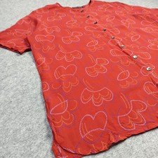 Gudrun Sjoden Tunique Chemisier Femmes Taille XL Viscose Mousseline Rouge Bouton