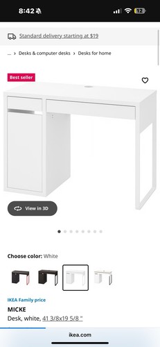 Ikea micke desk - desk,, white,