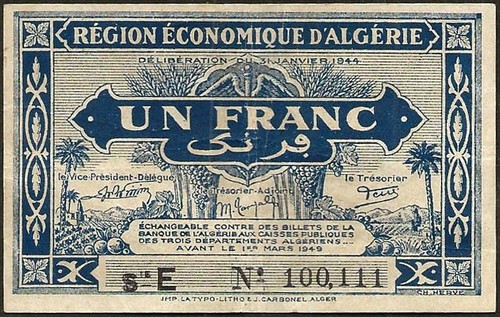 Algérie billet 1 francs - -,