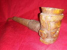 ANCIENNE PIPE DU MONDE Grande Pipe AFRICAINE  en Terre  et Os Sulptée N°769/5