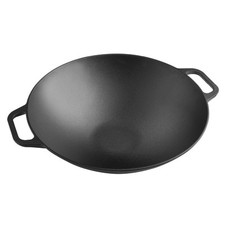 Wok en Fonte Naturelle Induction 35,5cm, Convient pour le Feu, Barbecue, Four  V