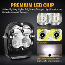 2 x Phares de travail led Combo  12V DT faisceau, 4.3" 10.9 cm 30W 2500LM, LK004