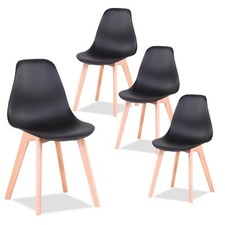 Lot de 4 Chaises Style Scandinaves Chaise en ABS Pieds en bois Cuisine Noir
