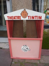 TRES  RARE  PETIT  THEATRE DE  MARIONETTE  TINTIN    / 75 X 50  CM