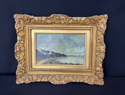 Huile sur panneau vue - sur, panneau,