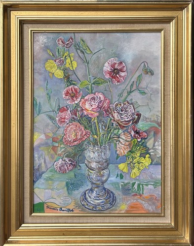 Antique oil painting bouquet - antique, painting,
